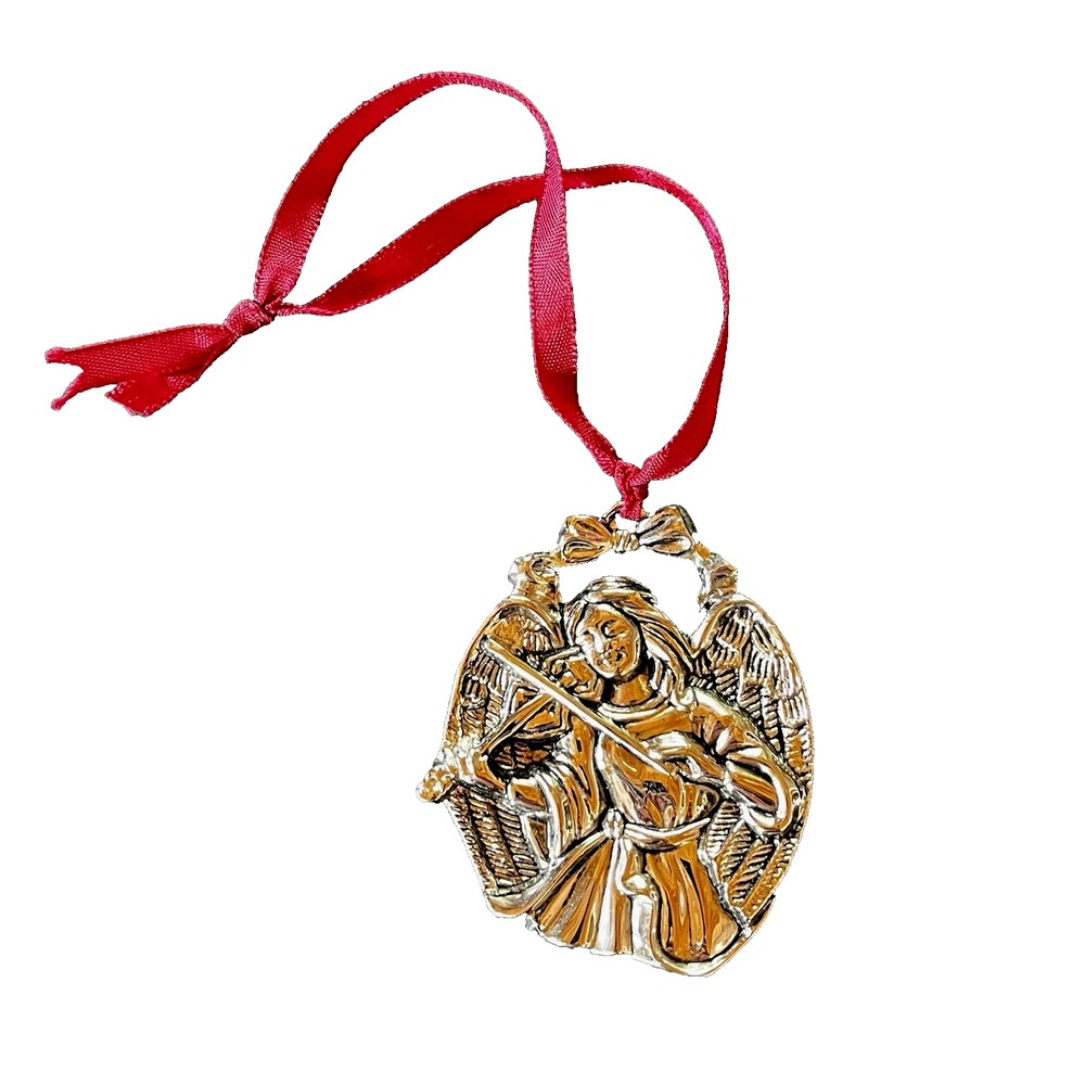 Gorham Christmas Tree Ornament Angel Violin Music Musician 2009 Peace Bow Silver